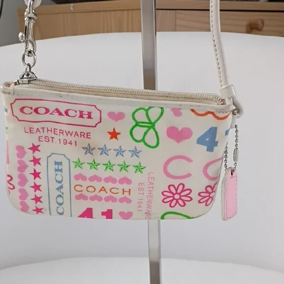 Coach Colorful Logo Wristlet *GUC* Comes With Coach Dust Bag - Picture 5 of 10